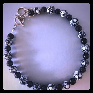 Black & White Hand-Made Beaded Necklace